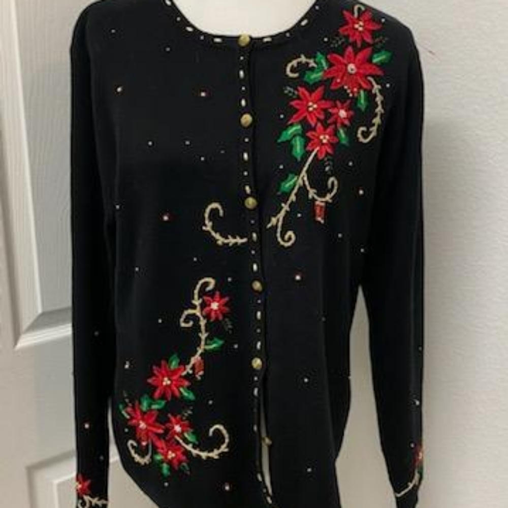 Ugly Christmas Sweater Poinsettia C.B. Collection